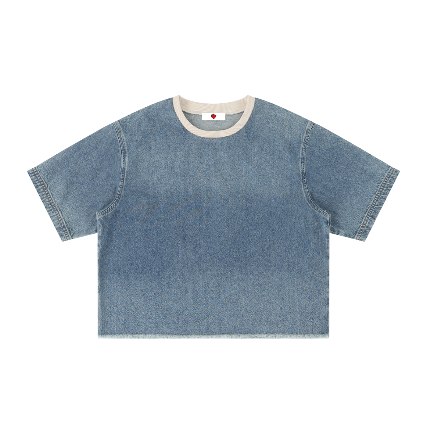 Unisex Boxy Raw Hem Denim "SALT OF THE EARTH" Tee