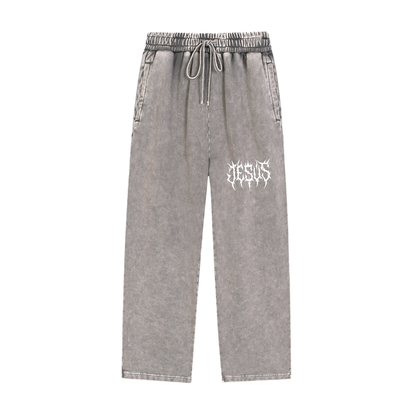 JESUS acid washed sweats