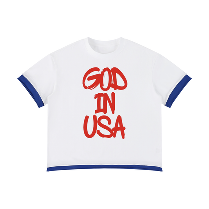Unisex Boxy "GOD IN USA" Tee